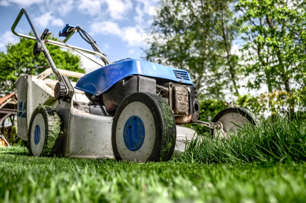 a grass cutting machine cutting off grasses